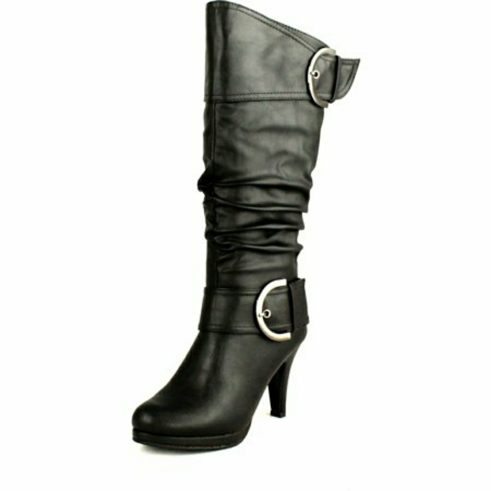 New Top Moda Knee High Slouch Fashion Boot-Black
